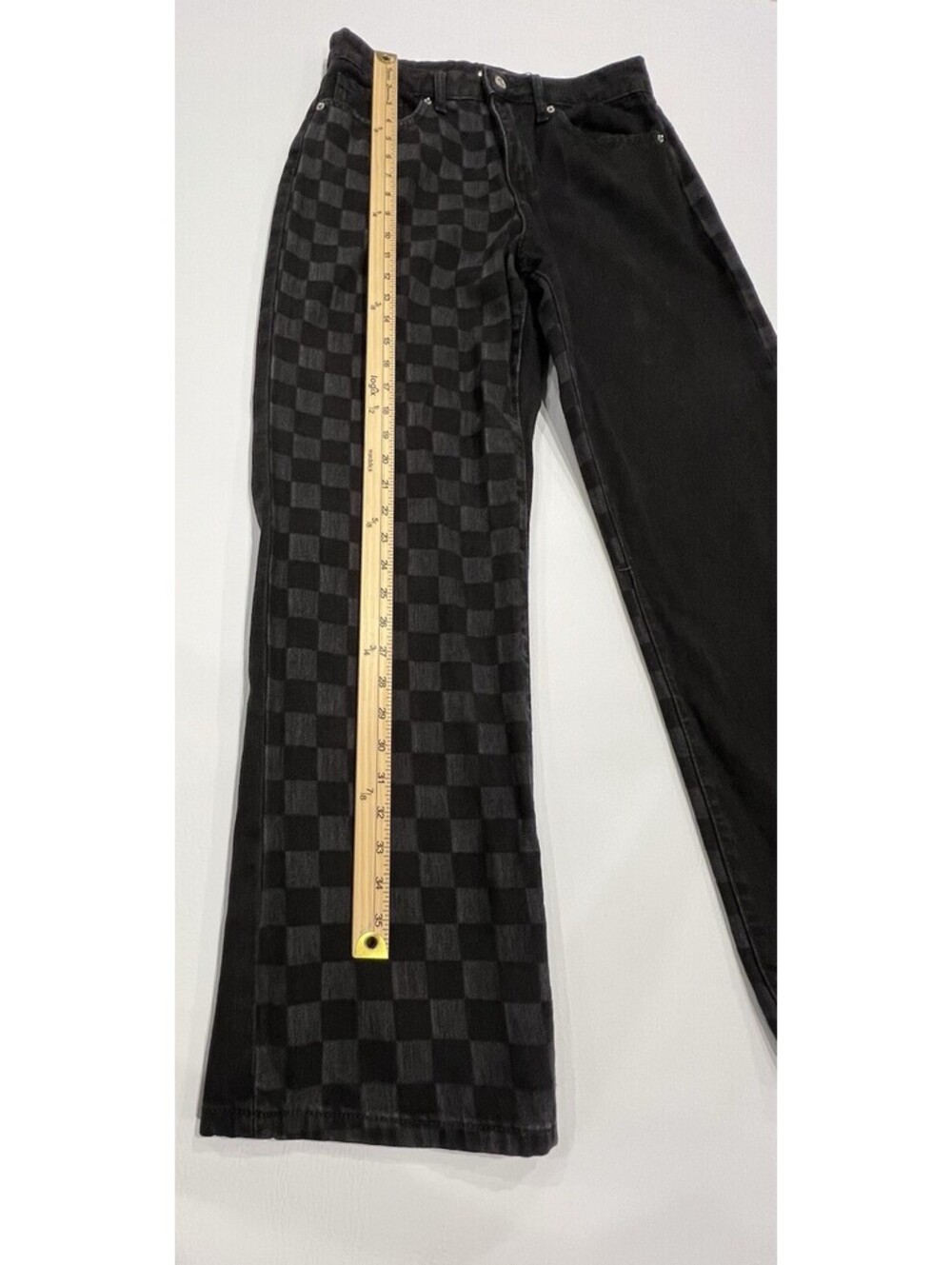 Forever 21 Black/ Gray Checkered Jeans Women’s Sz 28 - Picture 7 of 9